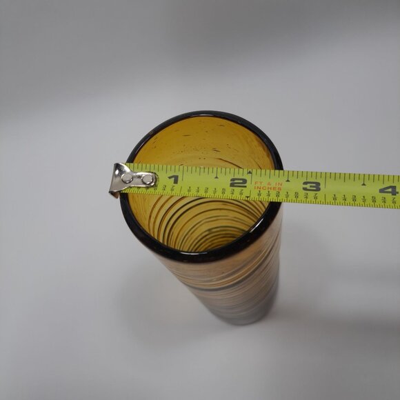 Mexican Hand Blown Amber Swirl Glass Tumbler Vintage Rustic Design Rare - Picture 10 of 10